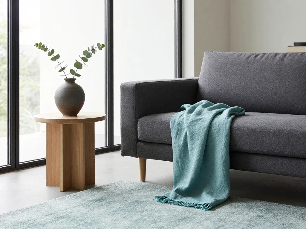 Salon moderne et lumineux illustrant le confort et le design d'une maison contemporaine.